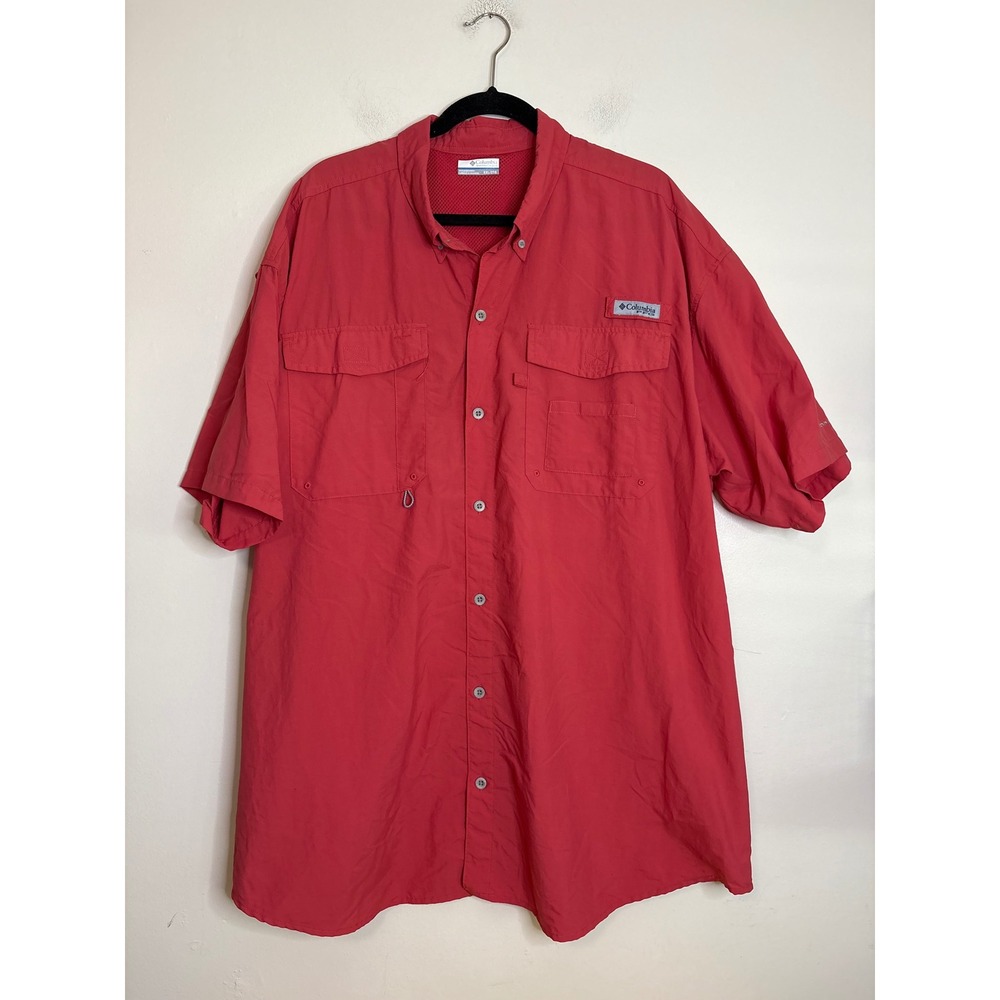 Columbia PFG Bahama II Mens XXL Red Short Sleeve Fishing Shirt Omni-Shade Vented